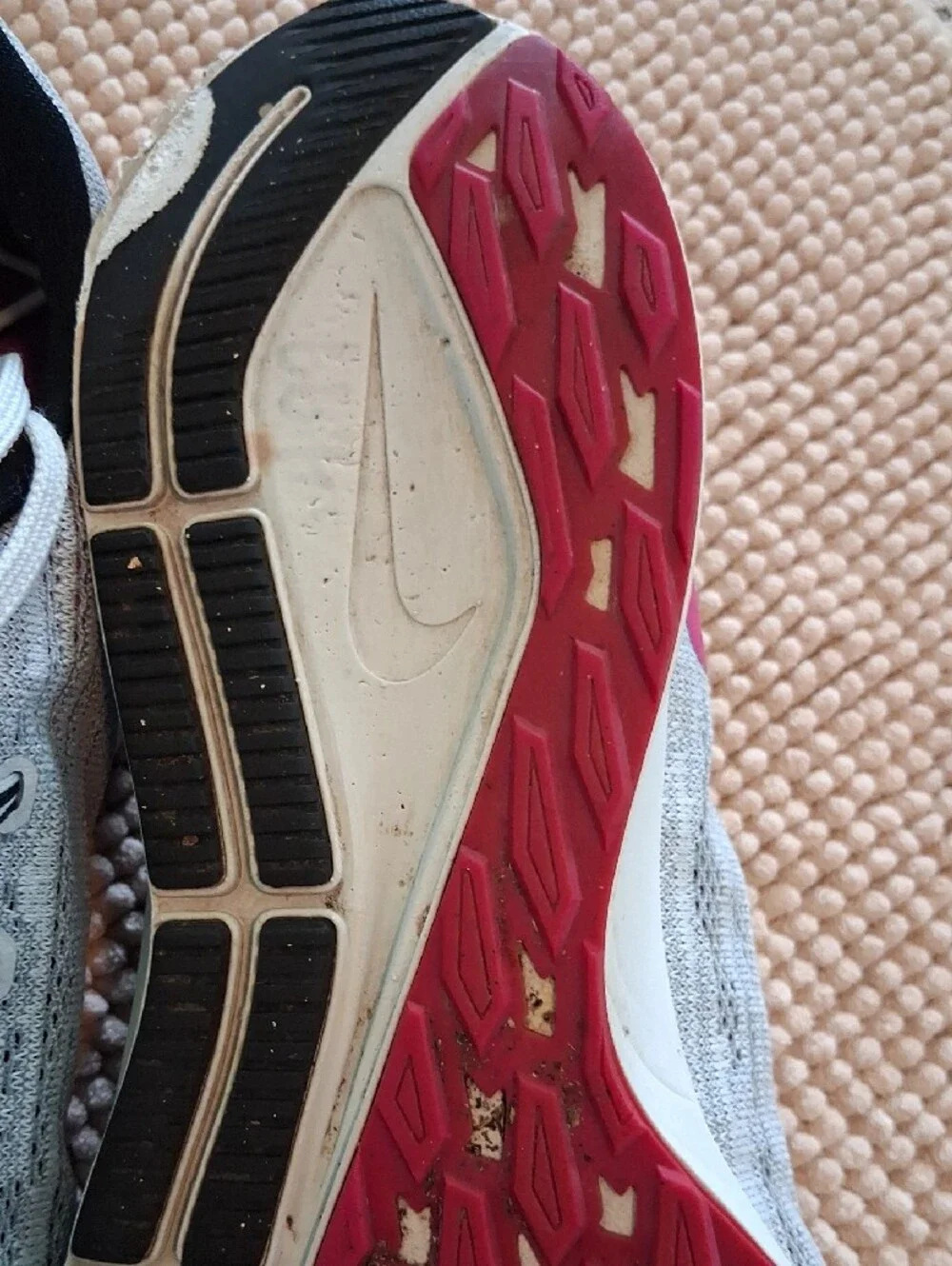 Nike Gray Athletic Running Shoes with Pink Swoosh